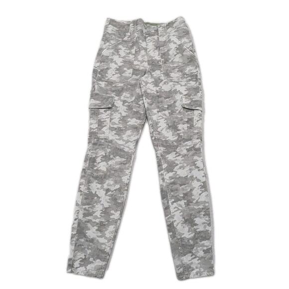 SPANX Cargo Pants Women L Gray Camo Utility Stretch Skinny Pull On Large - Picture 2 of 11